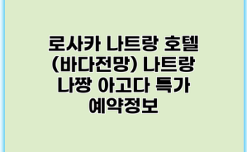 로사카 나트랑 호텔 (바다전망) 나트랑 나짱 아고다 특가 예약정보