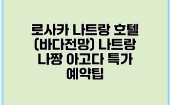 로사카 나트랑 호텔 (바다전망) 나트랑 나짱 아고다 특가 예약팁