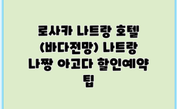 로사카 나트랑 호텔 (바다전망) 나트랑 나짱 아고다 할인예약 팁