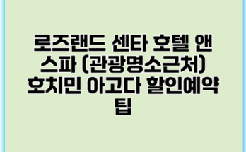 로즈랜드 센타 호텔 앤 스파 (관광명소근처) 호치민 아고다 할인예약 팁