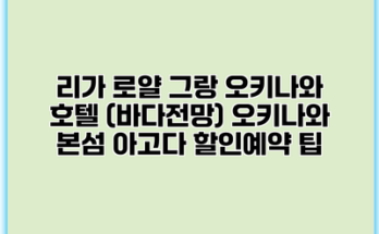 리가 로얄 그랑 오키나와 호텔 (바다전망) 오키나와 본섬 아고다 할인예약 팁