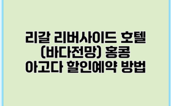 리갈 리버사이드 호텔 (바다전망) 홍콩 아고다 할인예약 방법
