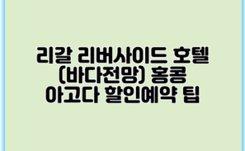 리갈 리버사이드 호텔 (바다전망) 홍콩 아고다 할인예약 팁