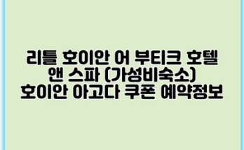 리틀 호이안 어 부티크 호텔 앤 스파 (가성비숙소) 호이안 아고다 쿠폰 예약정보