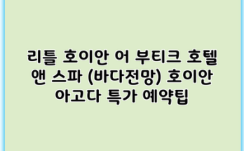 리틀 호이안 어 부티크 호텔 앤 스파 (바다전망) 호이안 아고다 특가 예약팁