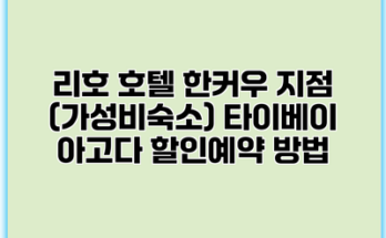 리호 호텔 한커우 지점 (가성비숙소) 타이베이 아고다 할인예약 방법