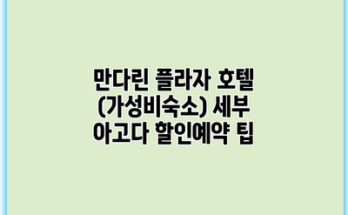 만다린 플라자 호텔 (가성비숙소) 세부 아고다 할인예약 팁