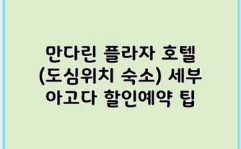 만다린 플라자 호텔 (도심위치 숙소) 세부 아고다 할인예약 팁