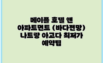 메이플 호텔 앤 아파트먼트 (바다전망) 나트랑 아고다 최저가 예약팁