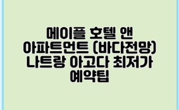 메이플 호텔 앤 아파트먼트 (바다전망) 나트랑 아고다 최저가 예약팁
