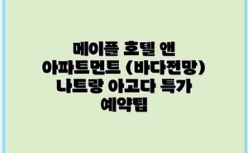 메이플 호텔 앤 아파트먼트 (바다전망) 나트랑 아고다 특가 예약팁