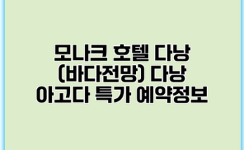 모나크 호텔 다낭 (바다전망) 다낭 아고다 특가 예약정보