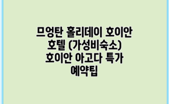 므엉탄 홀리데이 호이안 호텔 (가성비숙소) 호이안 아고다 특가 예약팁