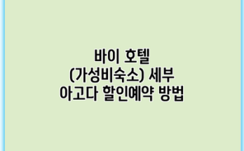 바이 호텔 (가성비숙소) 세부 아고다 할인예약 방법