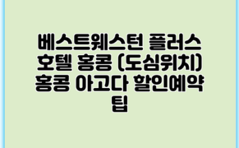 베스트웨스턴 플러스 호텔 홍콩 (도심위치) 홍콩 아고다 할인예약 팁