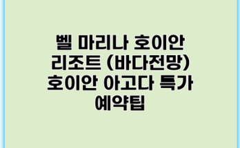 벨 마리나 호이안 리조트 (바다전망) 호이안 아고다 특가 예약팁