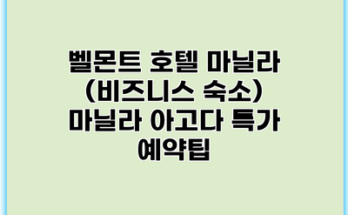 벨몬트 호텔 마닐라 (비즈니스 숙소) 마닐라 아고다 특가 예약팁
