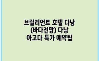 브릴리언트 호텔 다낭 (바다전망) 다낭 아고다 특가 예약팁
