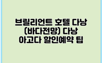 브릴리언트 호텔 다낭 (바다전망) 다낭 아고다 할인예약 팁
