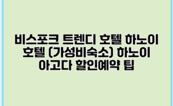 비스포크 트렌디 호텔 하노이 호텔 (가성비숙소) 하노이 아고다 할인예약 팁