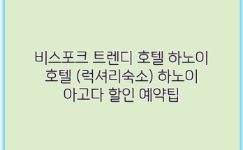 비스포크 트렌디 호텔 하노이 호텔 (럭셔리숙소) 하노이 아고다 할인 예약팁