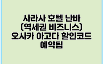 사라사 호텔 난바 (역세권 비즈니스) 오사카 아고다 할인코드 예약팁
