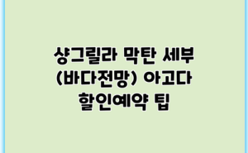 샹그릴라 막탄 세부 (바다전망) 아고다 할인예약 팁