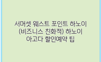 서머셋 웨스트 포인트 하노이 (비즈니스 친화적) 하노이 아고다 할인예약 팁