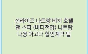 선라이즈 나트랑 비치 호텔 앤 스파 (바다전망) 나트랑 나짱 아고다 할인예약 팁
