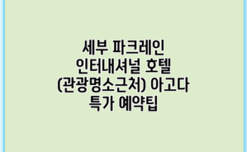 세부 파크레인 인터내셔널 호텔 (관광명소근처) 아고다 특가 예약팁