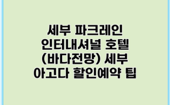 세부 파크레인 인터내셔널 호텔 (바다전망) 세부 아고다 할인예약 팁