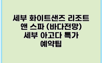 세부 화이트샌즈 리조트 앤 스파 (바다전망) 세부 아고다 특가 예약팁