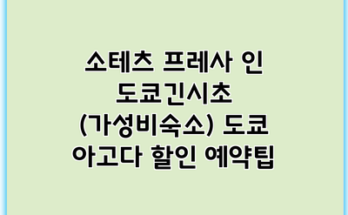 소테츠 프레사 인 도쿄긴시초 (가성비숙소) 도쿄 아고다 할인 예약팁