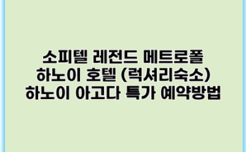 소피텔 레전드 메트로폴 하노이 호텔 (럭셔리숙소) 하노이 아고다 특가 예약방법