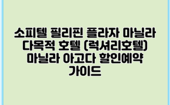 소피텔 필리핀 플라자 마닐라 다목적 호텔 (럭셔리호텔) 마닐라 아고다 할인예약 가이드