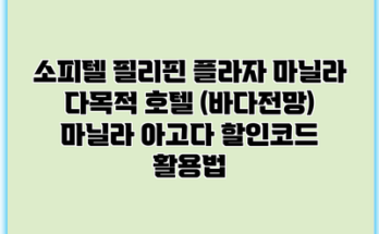 소피텔 필리핀 플라자 마닐라 다목적 호텔 (바다전망) 마닐라 아고다 할인코드 활용법