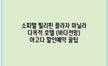 소피텔 필리핀 플라자 마닐라 다목적 호텔 (바다전망) 아고다 할인예약 꿀팁