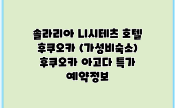 솔라리아 니시테츠 호텔 후쿠오카 (가성비숙소) 후쿠오카 아고다 특가 예약정보