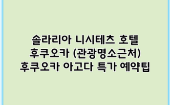 솔라리아 니시테츠 호텔 후쿠오카 (관광명소근처) 후쿠오카 아고다 특가 예약팁