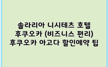 솔라리아 니시테츠 호텔 후쿠오카 (비즈니스 편리) 후쿠오카 아고다 할인예약 팁