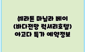 쉐라톤 마닐라 베이 (바다전망 럭셔리호텔) 아고다 특가 예약정보