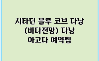 시타딘 블루 코브 다낭 (바다전망) 다낭 아고다 예약팁