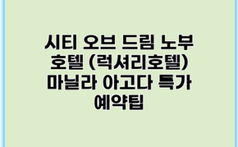 시티 오브 드림 노부 호텔 (럭셔리호텔) 마닐라 아고다 특가 예약팁