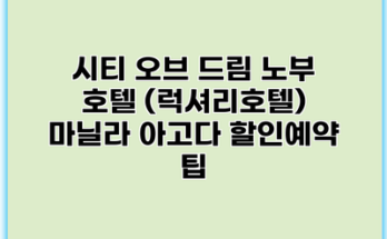 시티 오브 드림 노부 호텔 (럭셔리호텔) 마닐라 아고다 할인예약 팁