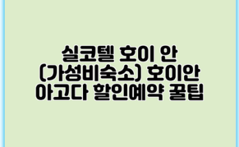 실코텔 호이 안 (가성비숙소) 호이안 아고다 할인예약 꿀팁