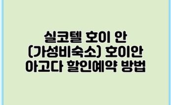 실코텔 호이 안 (가성비숙소) 호이안 아고다 할인예약 방법