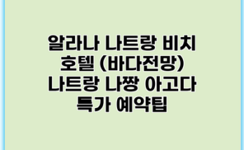 알라나 나트랑 비치 호텔 (바다전망) 나트랑 나짱 아고다 특가 예약팁