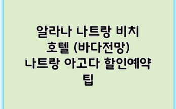 알라나 나트랑 비치 호텔 (바다전망) 나트랑 아고다 할인예약 팁