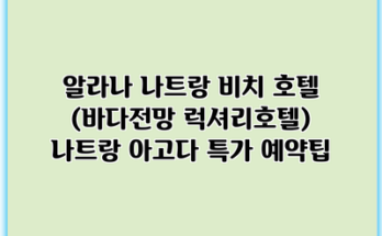 알라나 나트랑 비치 호텔 (바다전망 럭셔리호텔) 나트랑 아고다 특가 예약팁