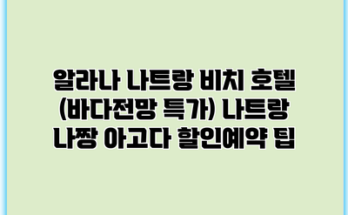 알라나 나트랑 비치 호텔 (바다전망 특가) 나트랑 나짱 아고다 할인예약 팁